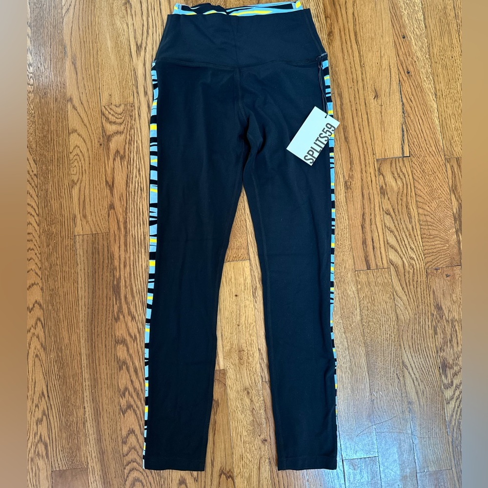 Splits59 black Leggings with Multicolor Stripes